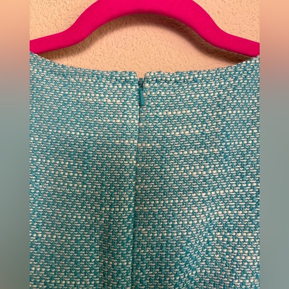 NWT Talbots Blue and White Tweed Structured Ribbon Bow Waist Shift Dress 14P - Picture 4 of 11